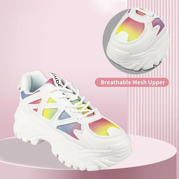 Niluber Walking Shoes Women Size(7-11) Rainbow KPU Fashion Tennis Shoes. - Picture 4 of 7